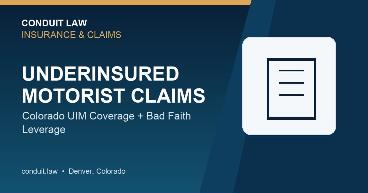 Underinsured Motorist Coverage in Colorado | Conduit Law - Colorado personal injury legal article